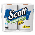 Scott Rapid-Dissolving Toilet Paper, Bath Tissue, Septic Safe, 1-Ply, White, 231 Sheets/Roll, 4/Rolls/Pack, 12 Packs/Carton